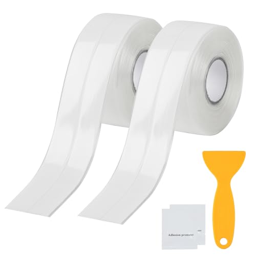 2 x Dichtungsband Selbstklebend Wasserdichtes klebeband, Selbstklebende Dichtband, Transparent Abdichtband, 3.2mx38mm Wannendichtband für Küche Toilette Badezimmer, mit 2 Dichtmitteln, 1 Schaber von XiangJunly