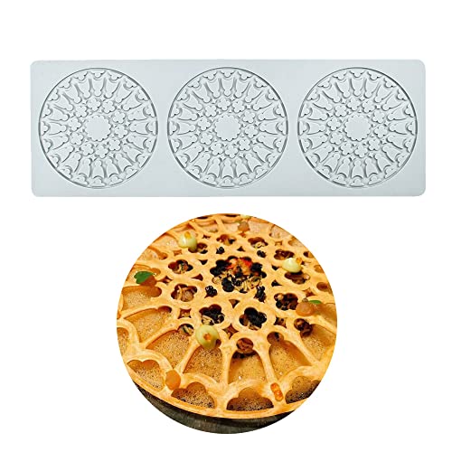 Silikon-Fondant-Spitzenmatte, Zuckerhandwerk-Abdruckform, essbarer Kuchen, molekulare Küche, Dekoration, 3 Löcher runde Form der Blume von XiaoShenLu
