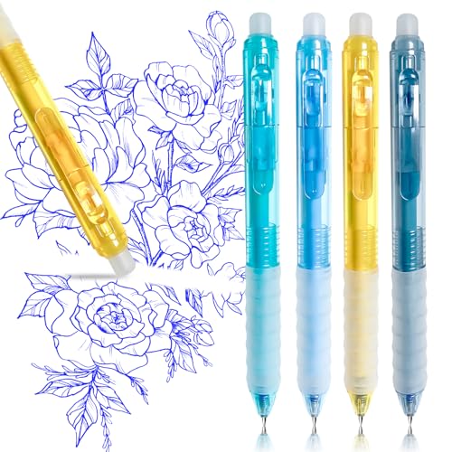 Xiaocanglan Radierbarer Kugelschreiber Tintenroller Radierbar, 4 Stück Blau Erasable Pen Kugelschreiber Radierbar, 0.5MM Radierbarer Tintenroller Studenten Geschenk Schule Bürobedarf Schulsachen von Xiaocanglan