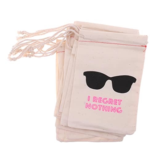 Xiaojikuaipao Vintage I Regret Nothing Hangover Kit Partytüten – wiederverwendbare Baumwoll-Musselin-Geschenktüten für Hochzeit, Abschlussball, 10 Stück Erste-Hilfe-Set Musselin-Geschenktüten von Xiaojikuaipao