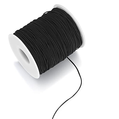 Elastisch Perlenschnur, 1mm x 100m/328ft Elastische Faden Schnurkabel Perlenstring, Makramee Kabel Faden Gummiband für DIY Halskette Handwerk Armband Schmuckherstellung - Schwarz von Xiaomoyu