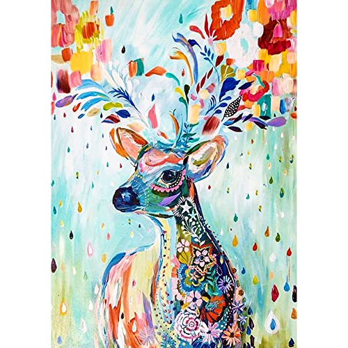 Xiaomoyu 5D DIY Diamond Painting Kits, Elch Diamant Painting Bilder Full Drill, Diamant Strass Kristall Stickerei Leinwand Bilder Painting nach Zahlen für Kinder Erwachsene Dekorationen von Xiaomoyu