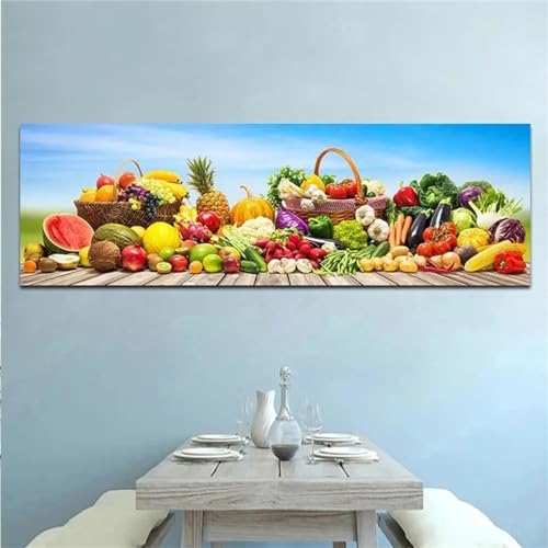 5D Diamond Art Painting Kit Vollbohrer,Obst Gemüse Diamond Painting,Diamant Painting Bilder Erwachsene Kinder,Malen Nach Zahlen Full Drill Stickerei Malerei Set für Home Wand Dekoratione 40x120cm von Xiaonu