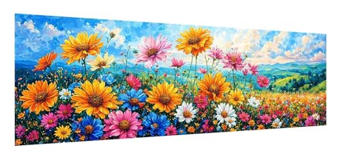 Blume Diamond Painting Erwachsene Set, 5D Diamant Painting Bilder Landschaft, DIY Diamond Painting Eckige Steine, Diamantmalerei Crystal Art Bilder Geschenk für Home Wand Decoration 40 x 120 cm F-588 von Xiaonu