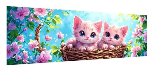 Diamond Painting Erwachsene groß xxl 30 x 90 cm, 5D Katze Diamant Painting Bilder, DIY Diamond Painting Blume, Quadrat Vollbohrer Diamanten Malerei Stickerei Kreuzstich Set für Home Wand Décor F-585 von Xiaonu