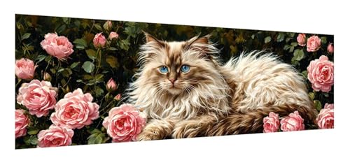 Diamond Painting Erwachsene groß xxl 30 x 90 cm, 5D Katze Diamant Painting Bilder, DIY Diamond Painting Blume, Quadrat Vollbohrer Diamanten Malerei Stickerei Kreuzstich Set für Home Wand Décor F-607 von Xiaonu