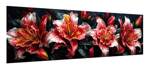 Diamond Painting Erwachsene groß xxl 30 x 90 cm, 5D Rote Blume Diamant Painting Bilder, DIY Diamond Art Painting Anlage, Quadrat Diamanten Malerei Stickerei Kreuzstich Set für Home Wand Décor F-551 von Xiaonu