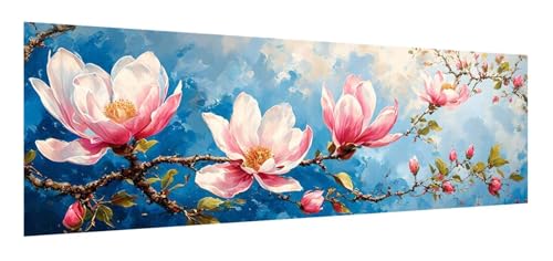 Diamond Painting Erwachsene groß xxl 40 x 120 cm, 5D Blume Diamant Painting Bilder, DIY Diamond Painting Pfirsichblüte, Quadrat Diamanten Malerei Stickerei Kreuzstich Set für Home Wand Décor F-553 von Xiaonu