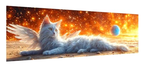 Diamond Painting Erwachsene groß xxl 70 x 210 cm, 5D Katze Diamant Painting Bilder, DIY Diamond Painting Tier, Quadrat Vollbohrer Diamanten Malerei Stickerei Kreuzstich Set für Home Wand Décor F-603 von Xiaonu