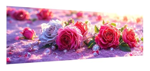 Diamond Painting Erwachsene groß xxl 90 x 270 cm, 5D Blume Diamant Painting Bilder, DIY Diamond Painting Rose, Quadrat Vollbohrer Diamanten Malerei Stickerei Kreuzstich Set für Home Wand Décor F-51 von Xiaonu