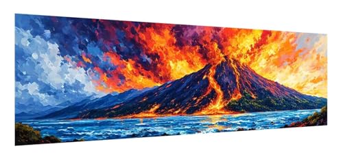 Diamond Painting Erwachsene groß xxl 90 x 270 cm, 5D Landschaft Diamant Painting Bilder, DIY Diamond Art Painting Vulkan, Quadrat Diamanten Malerei Stickerei Kreuzstich Set für Home Wand Décor F-13 von Xiaonu