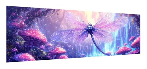 Diamond Painting Erwachsene groß xxl 90 x 270 cm, 5D Landschaft Diamant Painting Bilder, DIY Diamond Painting Libelle, Quadrat Diamanten Malerei Stickerei Kreuzstich Set für Home Wand Décor F-45 von Xiaonu