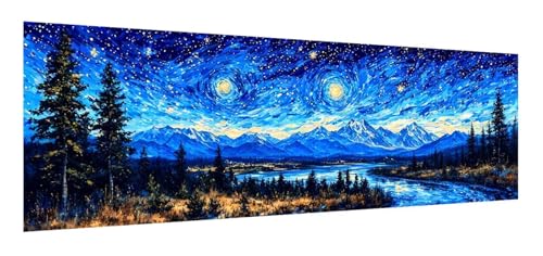 Diamond Painting Erwachsene groß xxl 90 x 270 cm, 5D Landschaft Diamant Painting Bilder, DIY Diamond Painting Sternenhimmel, Quadrat Diamanten Malerei Stickerei Kreuzstich Set für Home Wand Décor F-1 von Xiaonu