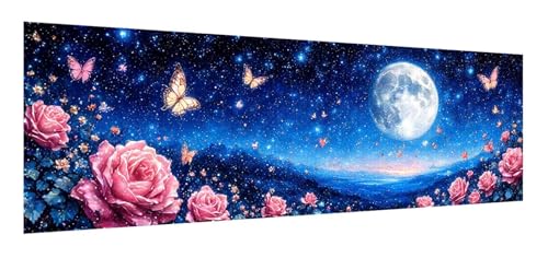 Diamond Painting Erwachsene groß xxl 90 x 270 cm, 5D Mond Diamant Painting Bilder, DIY Diamond Painting Blume, Quadrat Vollbohrer Diamanten Malerei Stickerei Kreuzstich Set für Home Wand Décor F-25 von Xiaonu