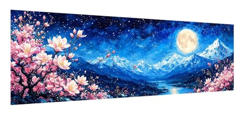 Diamond Painting Erwachsene groß xxl 90 x 270 cm, 5D Mond Diamant Painting Bilder, DIY Diamond Painting Blume, Quadrat Vollbohrer Diamanten Malerei Stickerei Kreuzstich Set für Home Wand Décor F-59 von Xiaonu