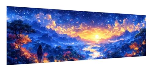 Diamond Painting Erwachsene groß xxl 90 x 270 cm, 5D Sonnenuntergang Diamant Painting Bilder, DIY Diamond Painting Landschaft, Quadrat Diamanten Malerei Stickerei Kreuzstich Set Home Wand Décor F-63 von Xiaonu