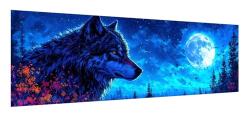 Diamond Painting Erwachsene groß xxl 90 x 270 cm, 5D Wolf Diamant Painting Bilder, DIY Diamond Painting Tier, Quadrat Vollbohrer Diamanten Malerei Stickerei Kreuzstich Set für Home Wand Décor F-19 von Xiaonu