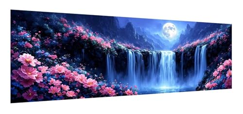 Fallen Diamond Painting Erwachsene Set, 5D Diamant Painting Bilder Blume, DIY Diamond Painting Eckige Steine, Diamantmalerei Crystal Art Bilder Geschenk für Home Wand Decoration 90 x 270 cm F-22 von Xiaonu