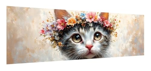 Katze Diamond Painting Erwachsene Set, 5D Diamant Painting Bilder Blume, DIY Diamond Painting Eckige Steine, Diamantmalerei Crystal Art Bilder Geschenk für Home Wand Decoration 90 x 270 cm F-38 von Xiaonu