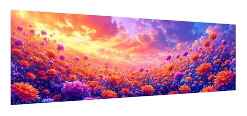 Landschaft Diamond Painting Erwachsene, 5D Diamant Painting Bilder Blumenmeer, DIY Diamond Painting Eckige Steine, Diamantmalerei Crystal Art Bilder Geschenk für Home Wand Decoration 90 x 270 cm F-62 von Xiaonu