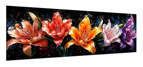 Landschaft Diamond Painting Erwachsene, 5D Diamant Painting Bilder Farbige Blumen, DIY Diamond Painting Eckige Steine, Diamantmalerei Crystal Art Bilder für Home Wand Decoration 90 x 270 cm F-40 von Xiaonu