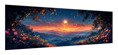 Landschaft Diamond Painting Erwachsene Set, 5D Diamant Painting Bilder Blume, DIY Diamond Painting Eckige Steine, Diamantmalerei Crystal Art Bilder Geschenk für Home Wand Decoration 50 x 150 cm F-938 von Xiaonu