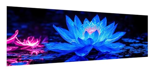 Lotus Diamond Painting Erwachsene Set, 5D Diamant Painting Bilder Blume, DIY Diamond Painting Eckige Steine, Diamantmalerei Crystal Art Bilder Geschenk für Home Wand Decoration 40 x 120 cm F-566 von Xiaonu