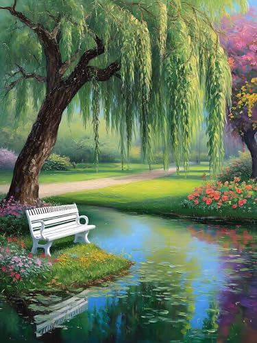 Malen Nach Zahlen Erwachsene Baum Landschaft, Bastelset Erwachsene Frauen, DIY Paint by Numbers Adult Mit 3 Pinseln und Acrylfarbe Leinwand Kit für Home Décor Geschenk, Ohne Rahmen 100 x 130 cm H-344 von Xiaonu