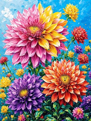 Malen Nach Zahlen Erwachsene Blume Landschaft, Bastelset Erwachsene Frauen, DIY Paint by Numbers Adult Mit 3 Pinseln und Acrylfarbe Leinwand Kit für Home Décor Geschenk, Ohne Rahmen 100 x 130 cm H-392 von Xiaonu