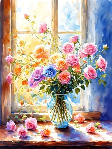 Malen Nach Zahlen Erwachsene Blume Landschaft, Bastelset Erwachsene Frauen, DIY Paint by Numbers Adult Mit 3 Pinseln und Acrylfarbe Leinwand Kit für Home Décor Geschenk, Ohne Rahmen 20 x 30 cm H-123 von Xiaonu