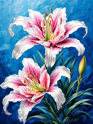 Malen Nach Zahlen Erwachsene Blume Lilie, Bastelset Erwachsene Frauen, DIY Paint by Numbers Adult Mit 3 Pinseln und Acrylfarbe Leinwand Kit für Home Décor und Geschenk, Ohne Rahmen 100 x 130 cm H-362 von Xiaonu