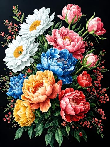 Malen Nach Zahlen Erwachsene Blume Pfingstrose, Bastelset Erwachsene Frauen, DIY Paint by Numbers Adult Mit 3 Pinseln und Acrylfarbe Leinwand Kit Home Décor Geschenk, Ohne Rahmen 100 x 130 cm H-445 von Xiaonu