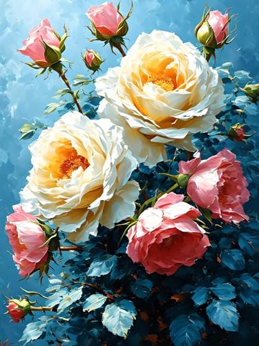 Malen Nach Zahlen Erwachsene Blume Pfingstrose, Bastelset Erwachsene Frauen, DIY Paint by Numbers Adult Mit 3 Pinseln und Acrylfarbe Leinwand Kit für Home Décor Geschenk, Ohne Rahmen 20 x 30 cm H-459 von Xiaonu