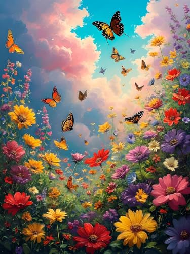 Malen Nach Zahlen Erwachsene Blume Schmetterling, Bastelset Erwachsene Frauen, DIY Paint by Numbers Adult Mit 3 Pinseln und Acrylfarbe Leinwand Kit Home Décor Geschenk, Ohne Rahmen 100 x 130 cm H-3 von Xiaonu