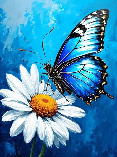 Malen Nach Zahlen Erwachsene Blume Schmetterling, Bastelset Erwachsene Frauen, DIY Paint by Numbers Adult Mit 3 Pinseln und Acrylfarbe Leinwand Kit für Home Décor, Ohne Rahmen 100 x 130 cm H-324 von Xiaonu