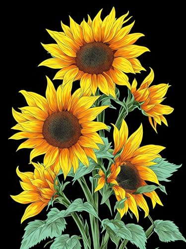 Malen Nach Zahlen Erwachsene Blume Sonnenblume, Bastelset Erwachsene Frauen, DIY Paint by Numbers Adult Mit 3 Pinseln und Acrylfarbe Leinwand Kit Home Décor Geschenk, Ohne Rahmen 100 x 130 cm H-450 von Xiaonu