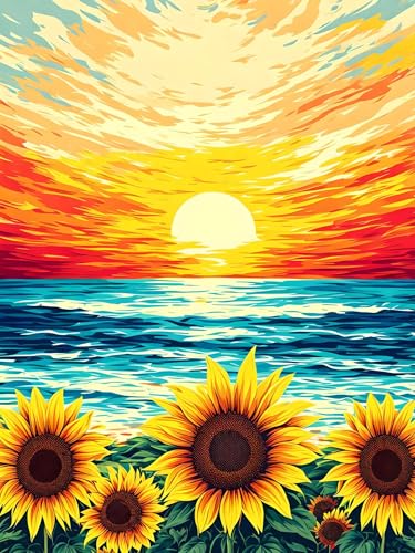 Malen Nach Zahlen Erwachsene Blume Sonnenuntergang, Bastelset Erwachsene Frauen, DIY Paint by Numbers Adult Mit 3 Pinseln und Acrylfarbe Leinwand Kit für Home Décor, Ohne Rahmen 100 x 130 cm H-342 von Xiaonu