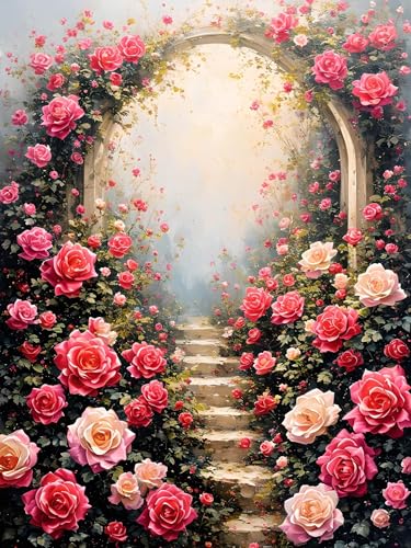 Malen Nach Zahlen Erwachsene Blume Tür, Bastelset Erwachsene Frauen, DIY Paint by Numbers Adult Mit 3 Pinseln und Acrylfarbe Leinwand Kit für Home Décor und Geschenk, Ohne Rahmen 100 x 130 cm H-366 von Xiaonu