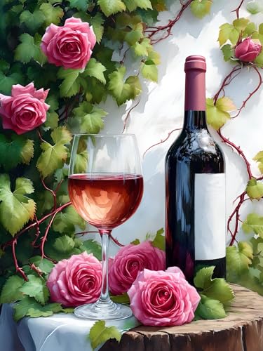 Malen Nach Zahlen Erwachsene Blume Wein, Bastelset Erwachsene Frauen, DIY Paint by Numbers Adult Mit 3 Pinseln und Acrylfarbe Leinwand Kit für Home Décor und Geschenk, Ohne Rahmen 20 x 30 cm H-121 von Xiaonu