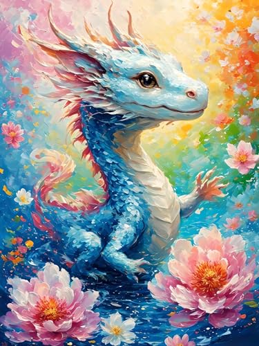 Malen Nach Zahlen Erwachsene Drachen, Malen Nach Zahlen Tier, DIY Handgemaltes Ölgemälde Set für Erwachsene Mit Pinseln und Acrylfarbe, Kreative Geschenk Heimdekoration, Ohne Rahmen 40 x 50 cm H-447 von Xiaonu