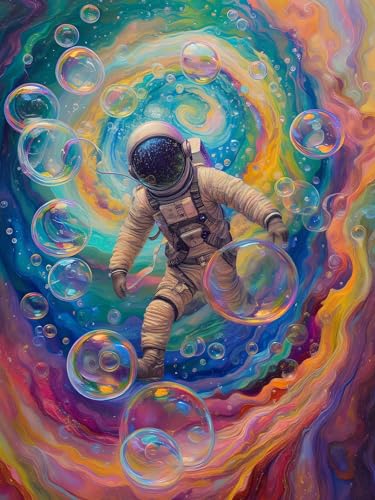 Malen Nach Zahlen Erwachsene Farbe, Malen Nach Zahlen Astronaut, Handgemaltes Ölgemälde Set für Erwachsene Mit Pinseln und Acrylfarbe, Kreative Geschenk Heimdekoration, Ohne Rahmen 40 x 50 cm H-229 von Xiaonu