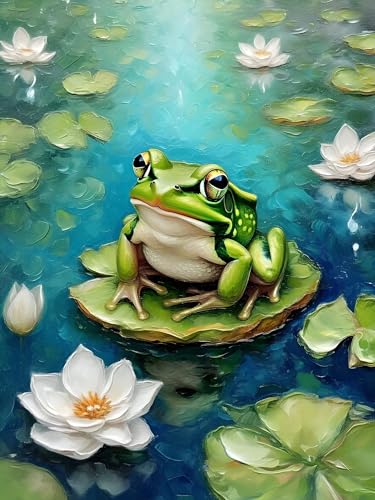 Malen Nach Zahlen Erwachsene Frosch Tier, Bastelset Erwachsene Frauen, DIY Paint by Numbers Adult Mit 3 Pinseln und Acrylfarbe Leinwand Kit für Home Décor und Geschenk, Ohne Rahmen 100 x 130 cm H-434 von Xiaonu