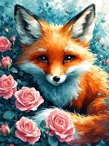 Malen Nach Zahlen Erwachsene Fuchs Blume, Bastelset Erwachsene Frauen, DIY Paint by Numbers Adult Mit 3 Pinseln und Acrylfarbe Leinwand Kit für Home Décor und Geschenk, Ohne Rahmen 100 x 130 cm H-369 von Xiaonu