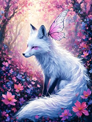 Malen Nach Zahlen Erwachsene Fuchs Blume, Bastelset Erwachsene Frauen, DIY Paint by Numbers Adult Mit 3 Pinseln und Acrylfarbe Leinwand Kit für Home Décor und Geschenk, Ohne Rahmen 100 x 130 cm H-435 von Xiaonu