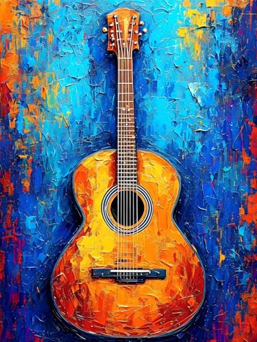 Malen Nach Zahlen Erwachsene Gitarre, Malen Nach Zahlen Abstrakt, Handgemaltes Ölgemälde Set für Erwachsene Mit Pinseln und Acrylfarbe, Kreative Geschenk Heimdekoration, Ohne Rahmen 40 x 50 cm H-396 von Xiaonu