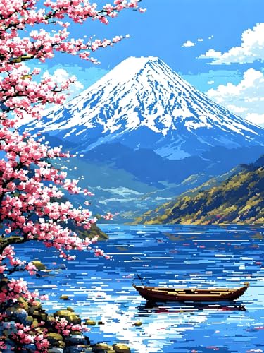 Malen Nach Zahlen Erwachsene Japan Berg, Bastelset Erwachsene Frauen, DIY Paint by Numbers Adult Mit 3 Pinseln und Acrylfarbe Leinwand Kit für Home Décor und Geschenk, Ohne Rahmen 100 x 130 cm H-357 von Xiaonu