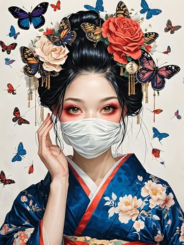 Malen Nach Zahlen Erwachsene Japan Schönheit, Bastelset Erwachsene Frauen, DIY Paint by Numbers Adult Mit 3 Pinseln und Acrylfarbe Leinwand Kit für Home Décor Geschenk, Ohne Rahmen 100 x 130 cm H-429 von Xiaonu