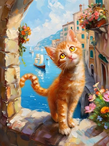 Malen Nach Zahlen Erwachsene Katze Niedlich, Bastelset Erwachsene Frauen, DIY Paint by Numbers Adult Mit 3 Pinseln und Acrylfarbe Leinwand Kit für Home Décor und Geschenk, Ohne Rahmen 20 x 30 cm H-355 von Xiaonu