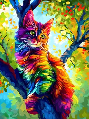 Malen Nach Zahlen Erwachsene Katze Tier, Bastelset Erwachsene Frauen, DIY Paint by Numbers Adult Mit 3 Pinseln und Acrylfarbe Leinwand Kit für Home Décor und Geschenk, Ohne Rahmen 100 x 130 cm H-31 von Xiaonu