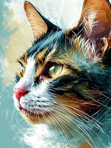 Malen Nach Zahlen Erwachsene Katze Tier, Bastelset Erwachsene Frauen, DIY Paint by Numbers Adult Mit 3 Pinseln und Acrylfarbe Leinwand Kit für Home Décor und Geschenk, Ohne Rahmen 20 x 30 cm H-209 von Xiaonu